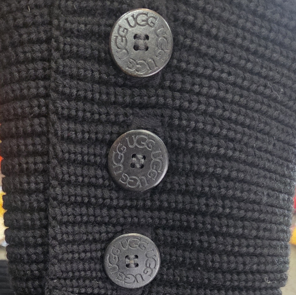 Black Knit Ugg  Button Boots - Picture 5 of 6